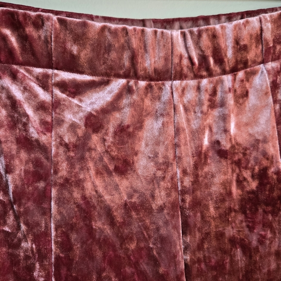 Urban Renewal Velvet Mauve Flare Sz L Large 70s Center Slit Festival Pants - Picture 6 of 12